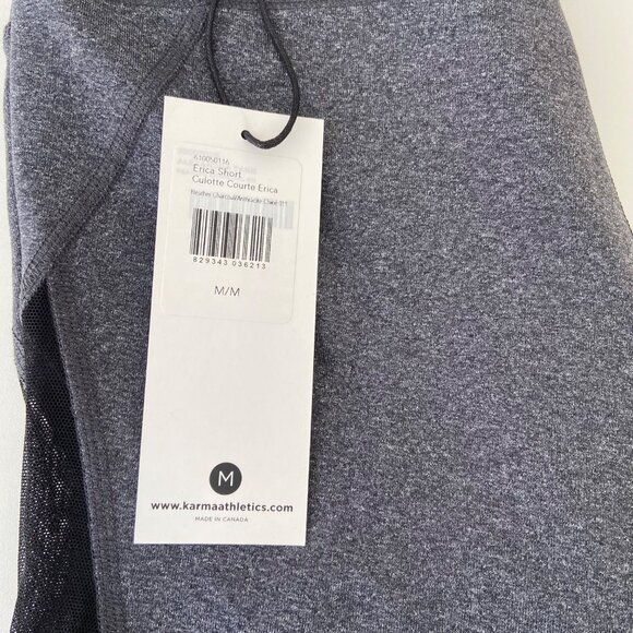 Karma Athletics Charcoal Gray High-Waisted Womens Mesh Panel slimming Shorts Med - Picture 10 of 14